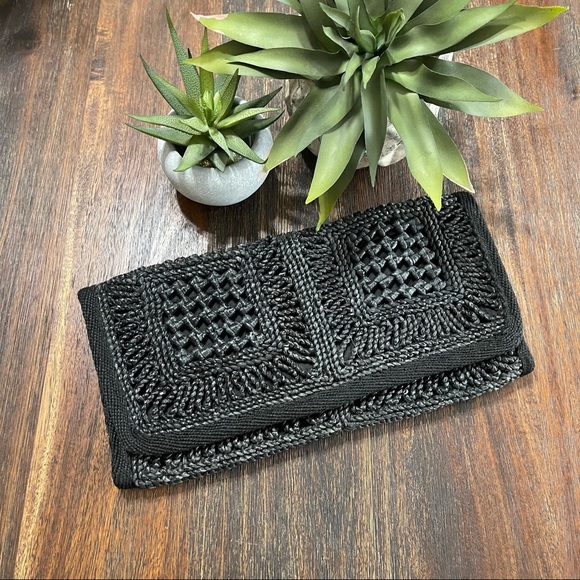 Macy's Bags Vintage Woven Black Clutch The Bon Made In Italy Geometric Handbag Macys Poshmark